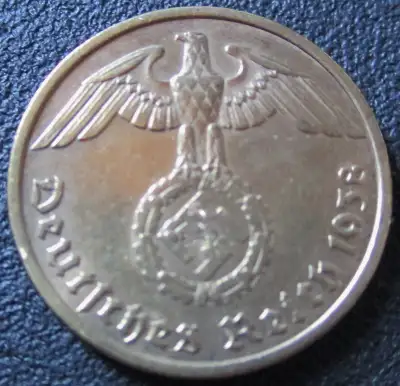 GERMAN 1938G 10 PFENNIG COIN, View more