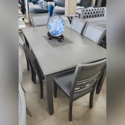 Solid wood dining table and chairs || Grey, View more