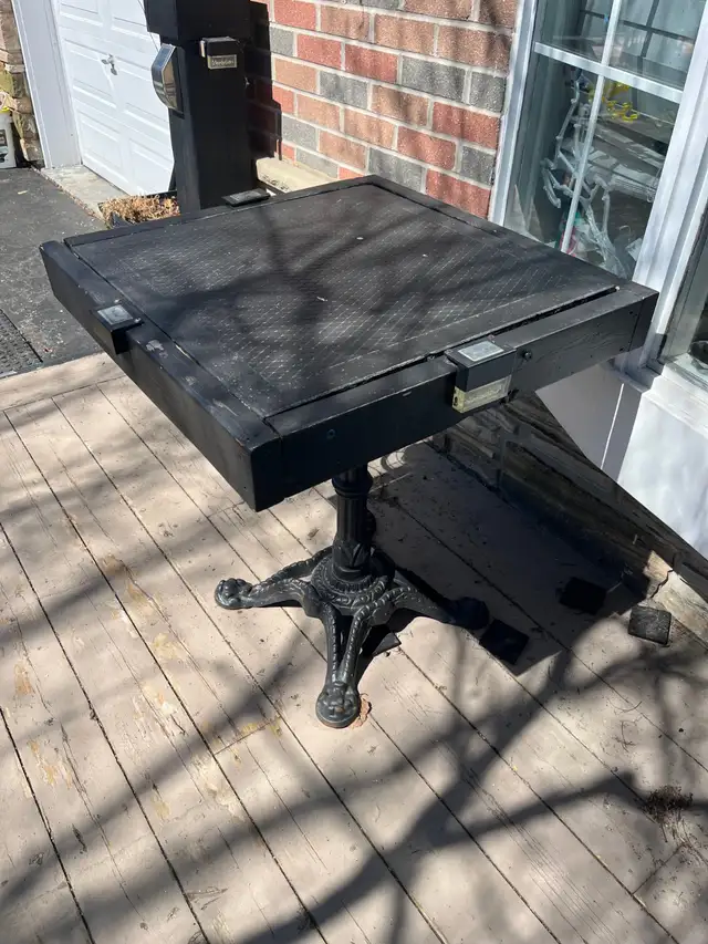 Outdoor Cast Iron Base and Concrete Top Table Approx 31 inches h in Patio & Garden Furniture in Oshawa / Durham Region - Image 2