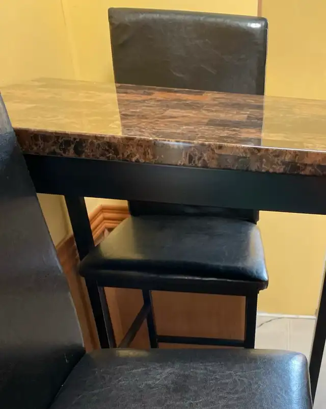 Faux Marble Bar Table and 2 Chairs 63234628665091121