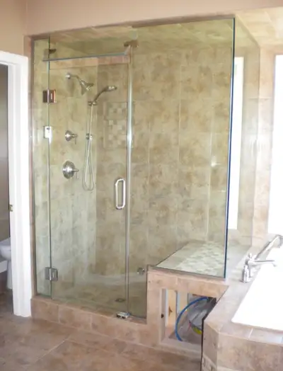 Brand new bathroom renovation glass shower door, toilet, faucet, tile and much more contact us for u...
