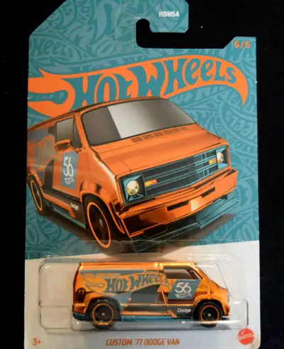 Hot Wheels Custom '77 Dodge Van, 2024 Pearl & Chrome Series. NEW in sealed packaging. #6/6. 56th Ann...