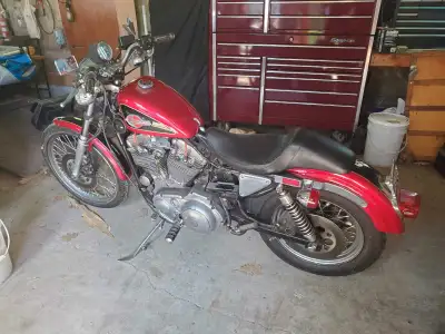1988 Harley Davidson 900 Sportster, it has been stored inside. I also have saddle bags. Bike runs pe...