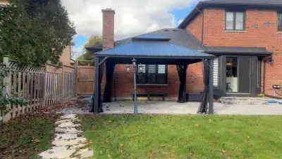 Metal Roof Gazebo with Curtains – Excellent Condition, View more