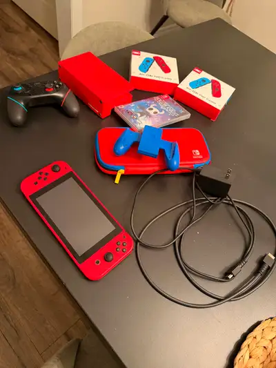Nintendo Switch w game, dock, extra joycons, gamepad, View more