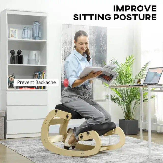 Ergonomic Adjustable Rocking Wood Kneeling Stool Kneeling Chair in Chairs & Recliners in Markham / York Region - Image 4