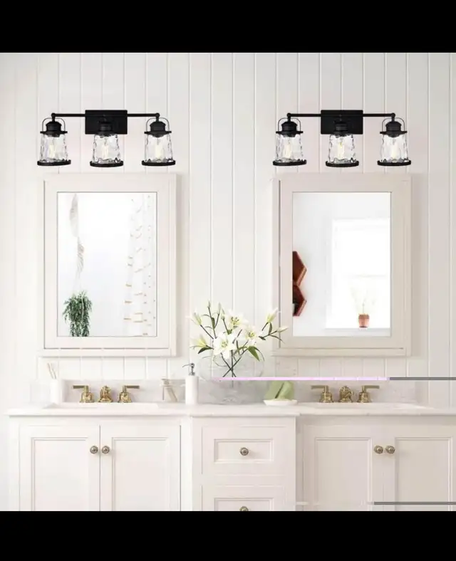 Bathroom Vanity Lights Black 3-Light Industrial Vintage Sconces  in Indoor Lighting & Fans in Hamilton - Image 6