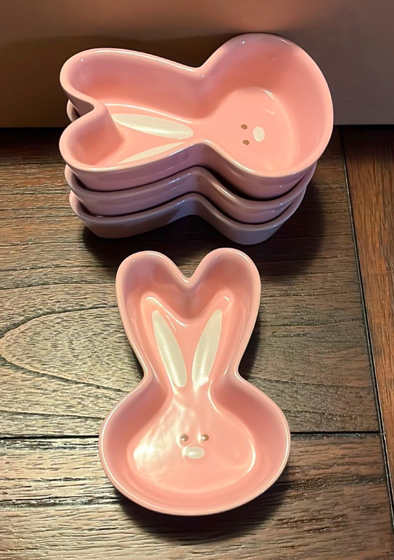 4 New Bunny Dishes Pink Easter Rabbits For Baking For Sale in Kitchen & Dining Wares in Oakville / Halton Region