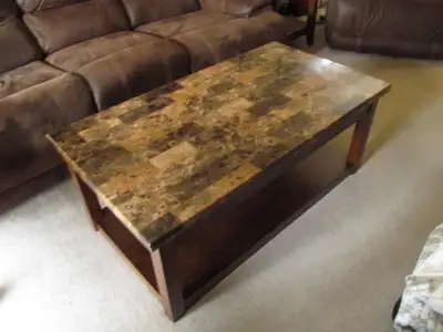 Matching coffee table and end tables (2), coffee table is 48"L x 26"W x 19 1/4"H, end tables are 24"...