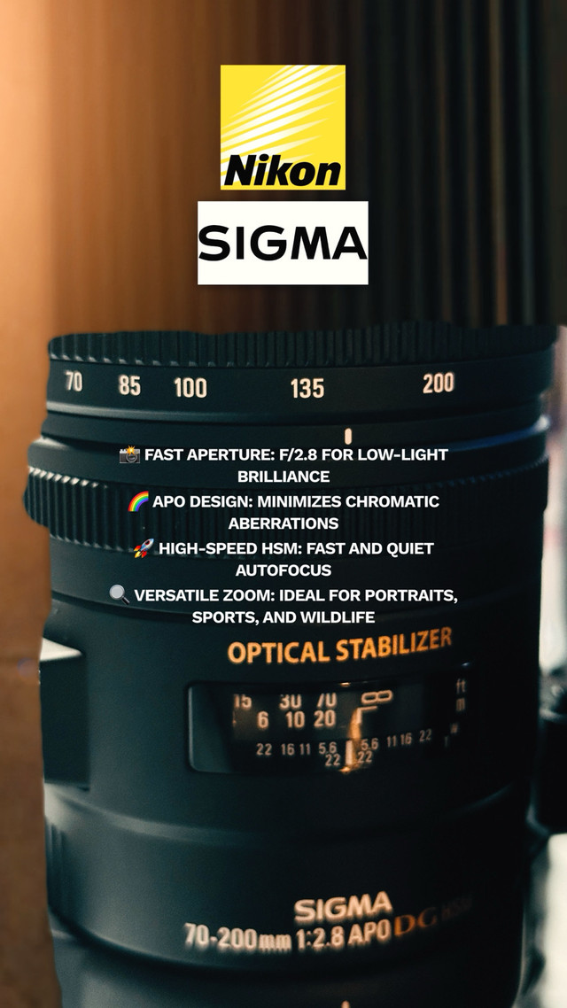  Sale: Sigma - Nikon 70-200mm Lens 2.8 F Barely Used, Like New!  in Cameras & Camcorders in Mississauga / Peel Region - Image 2