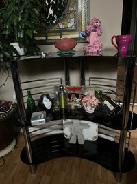 3 tier glass top bar 4’ high x 45 “ wide tinted black glass