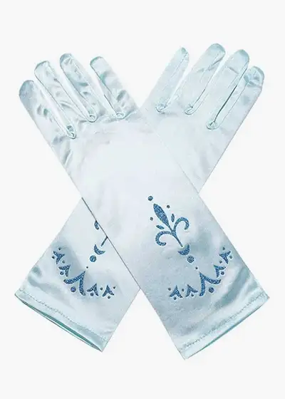 Brand New Girls Ice Princess Long Gloves Sequins Print Snow Queen Dress Up Gloves Solid Performances...