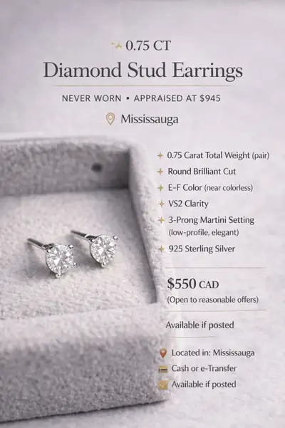 Perfect Grad Gift Diamond Studs TCW.75 (E–F / VS2) – AppV, $945, View more