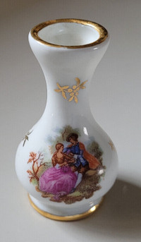 Vintage Limoges France Miniature Porcelain Courting CoupleVase