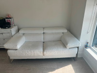 Real white italian leather sofa