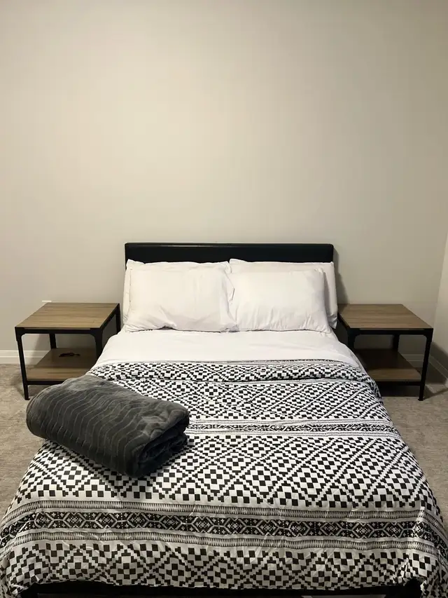 Black Leather Double Bed Frame