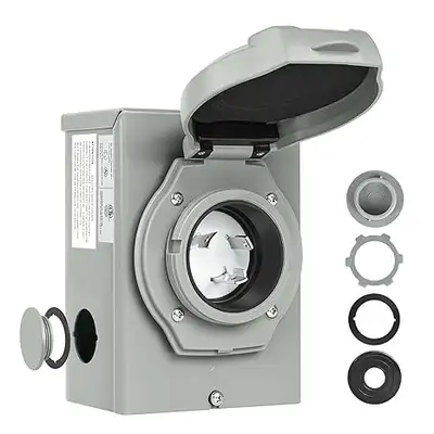 New never used. 30 Amp Generator Power Inlet Box, NEMA L5-30P 125V 3750W, ETL Listed Weatherproof (I...