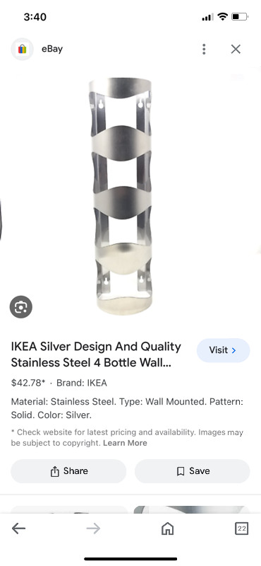 IKEA Stainless Steel 4 Bottle Wine Rack in Kitchen & Dining Wares in Edmonton - Image 4