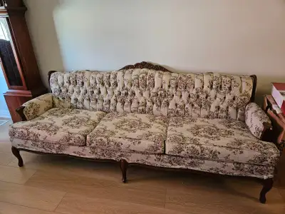 Vintage Colonial Couch & Chair with Wood Accents, View more