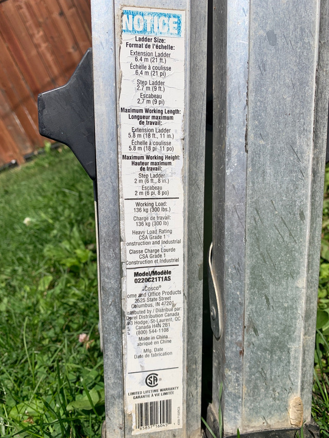 Premium 21ft Extension Ladder, CSA Grade 1 (Model0220C21T1AS