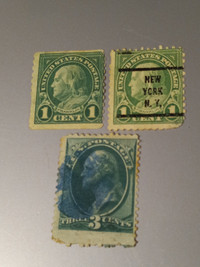 Benjamin Franklin Vintage U.S. Stamps 1920s NY Nice Green Lot 3