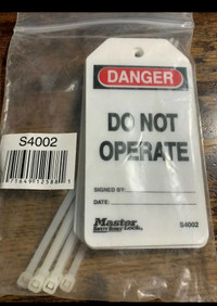 NEW (Lot of 6) MASTER LOCK DANGER DO NOT OPERATE (S4002) PLASTIC