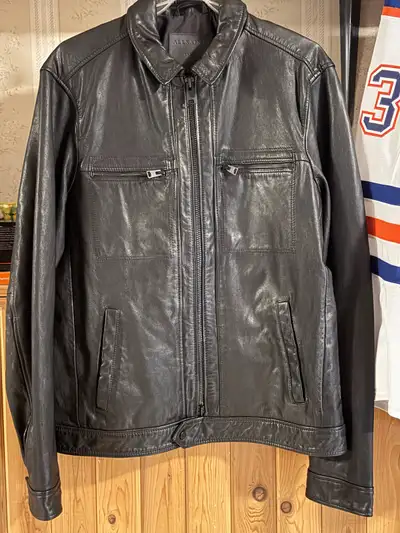 All Saints Lark Black Leather Jacket - Men’s Large, View more