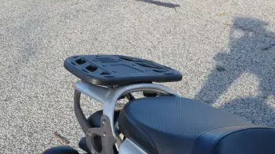 Top Case @ Mounting Platform Selling $150. Blue/White Jacket Selling $100 XL Olympia Touring Jacket...