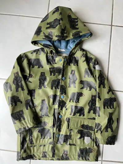 Hatley rain jacket. In perfect condition, bear motif, jersey lined for added warmth. Button enclosur...