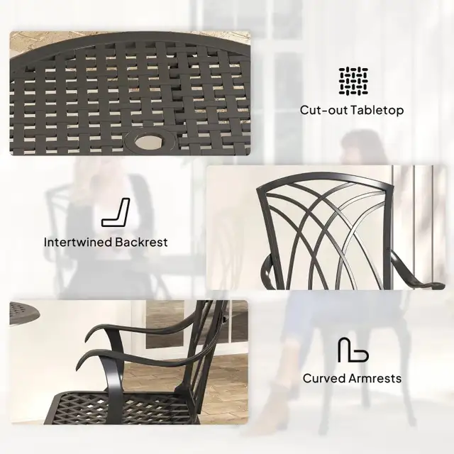 3 Pieces Patio Bistro Set, Cast Aluminum Outdoor Conversation  in Patio & Garden Furniture in Markham / York Region - Image 8