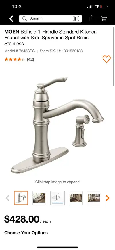 MOEN Belfield 1-Handle Kitchen Faucet with Side Sprayer , View more