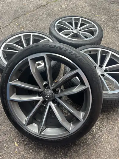 -4 Audi S5 rims with 4 tires (19 inch) -Rims: 5x112 bolt pattern, 66 hub bore 19x8.5 wide, offset 32...
