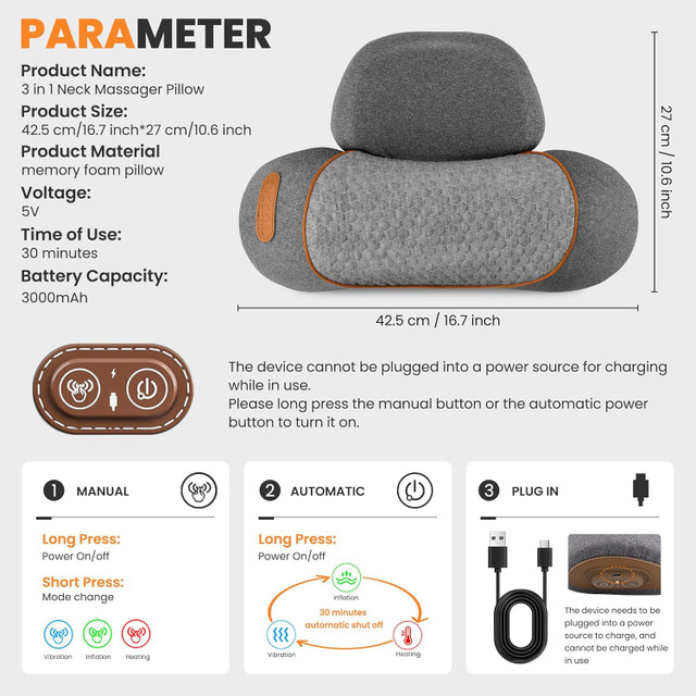 3-in-1 Neck Massager Pillow in Health & Special Needs in Ottawa - Image 2