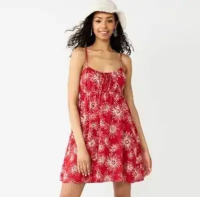 Rewind Juniors Fit & Flare Dress, Women's SZ XXL, Red Hawaii, View more