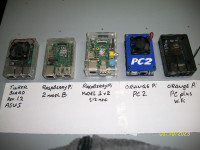 Raspberry pi 1-2,  Orange pi,  Asus Tinker board.