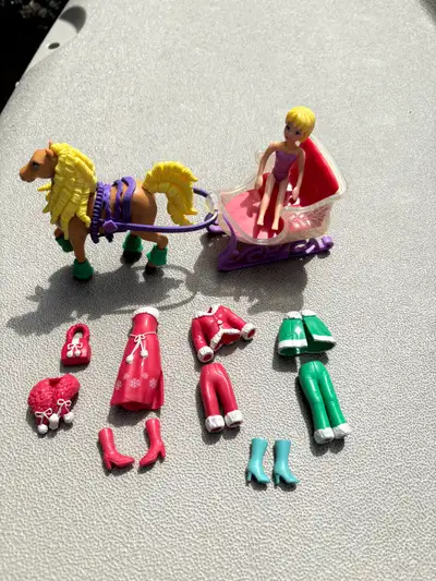 Polly Pocket Snow Day Sleigh Doll Horse Playset Lot 2004, View more