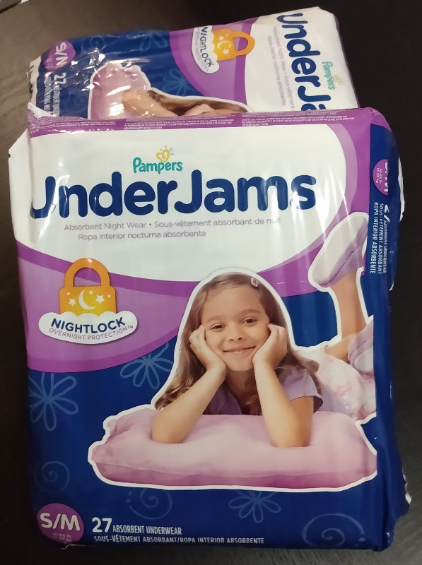 Brand New Sealed 54 Pampers UnderJams Girls S/M in Bathing & Changing in Markham / York Region - Image 2