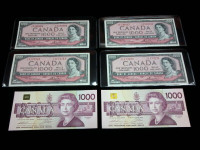 $1,000 Canadian Banknotes from 1988 and 1954 !!