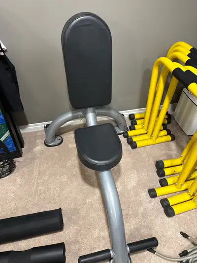 Selling my like new matrix, seated utility bench. Still in very good condition, this bench has rolli...