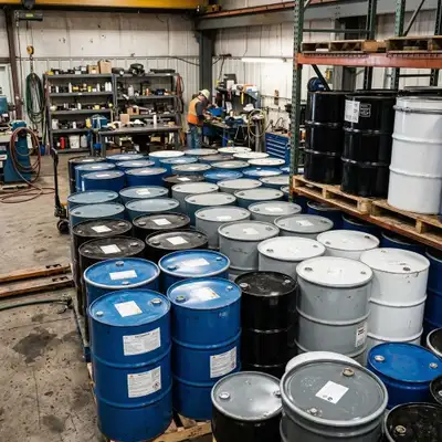 Lid is sealed closed, does not come off 55 gallon steel drums Closed top 2 bungs on the top Had esse...