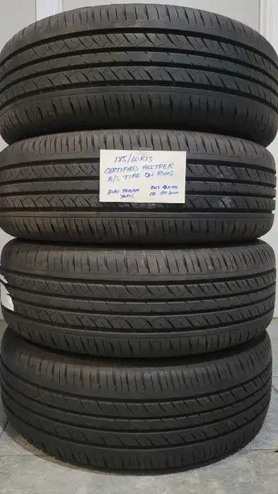 Selling an excellent set of Certified Alltrek all season tires on steel rims! No punctures, no plugs...
