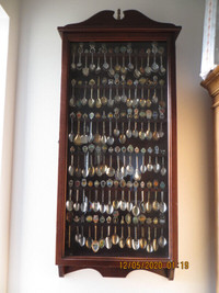 Souvenir display cabinet & spoons