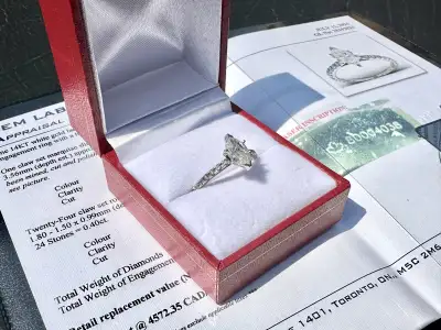 #724 - 1.50CTW Diamond Marquis Engagement Ring, 14kt, Size 7 3/4, View more