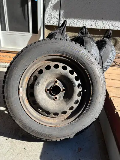 4 Bridgestone Blizzak WS90 185/65R15 on steel rims bought new in October 2025 for sale. Only driven...