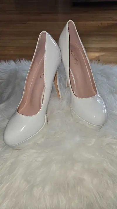 white stilettos, View more