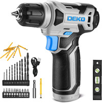 DEKO 8V Cordless Drill, Drill Set with 3/8"Keyless Chuck, LED