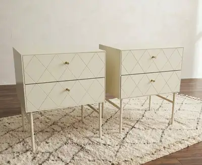 Set of 2 White Nightstands, View more