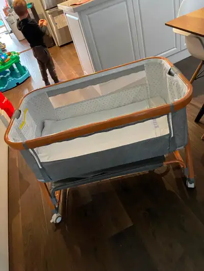 Great adjustable height bassinet. Can zip down one side to bring it next to your bed. Smoke free / p...