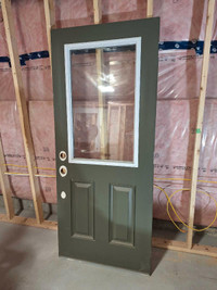 34in x 80in Exterior Fiberglass Door with 1/2 Glass Lite