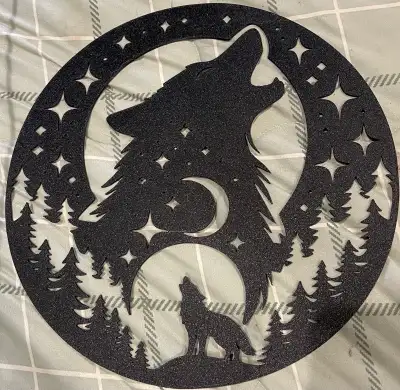 wolf sign with stars and moon NEW 11x11 inches , View more